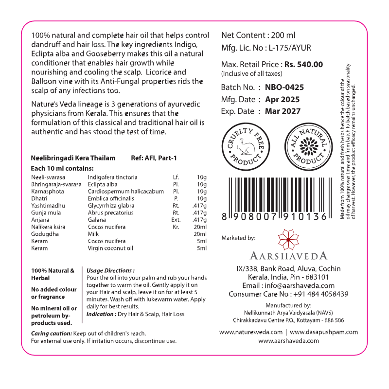 Neelibringadi Hair Oil