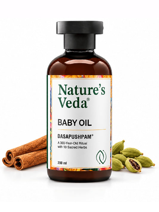 Nature's Veda Baby Oil with cinnamon and cardamom